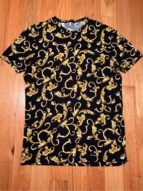 Versace Full Gold Hibiscus Runway Tshirt